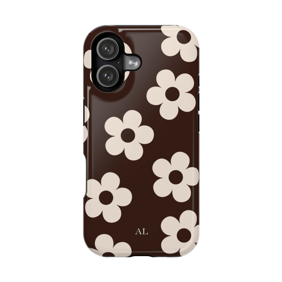 Custom Initials Cocoa Flowers iPhone Case