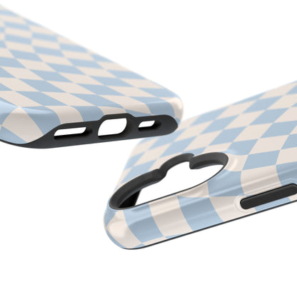Blue & Beige Wavy Checkered iPhone Case
