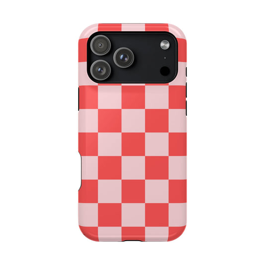 Red & Pink Checkered iPhone Case