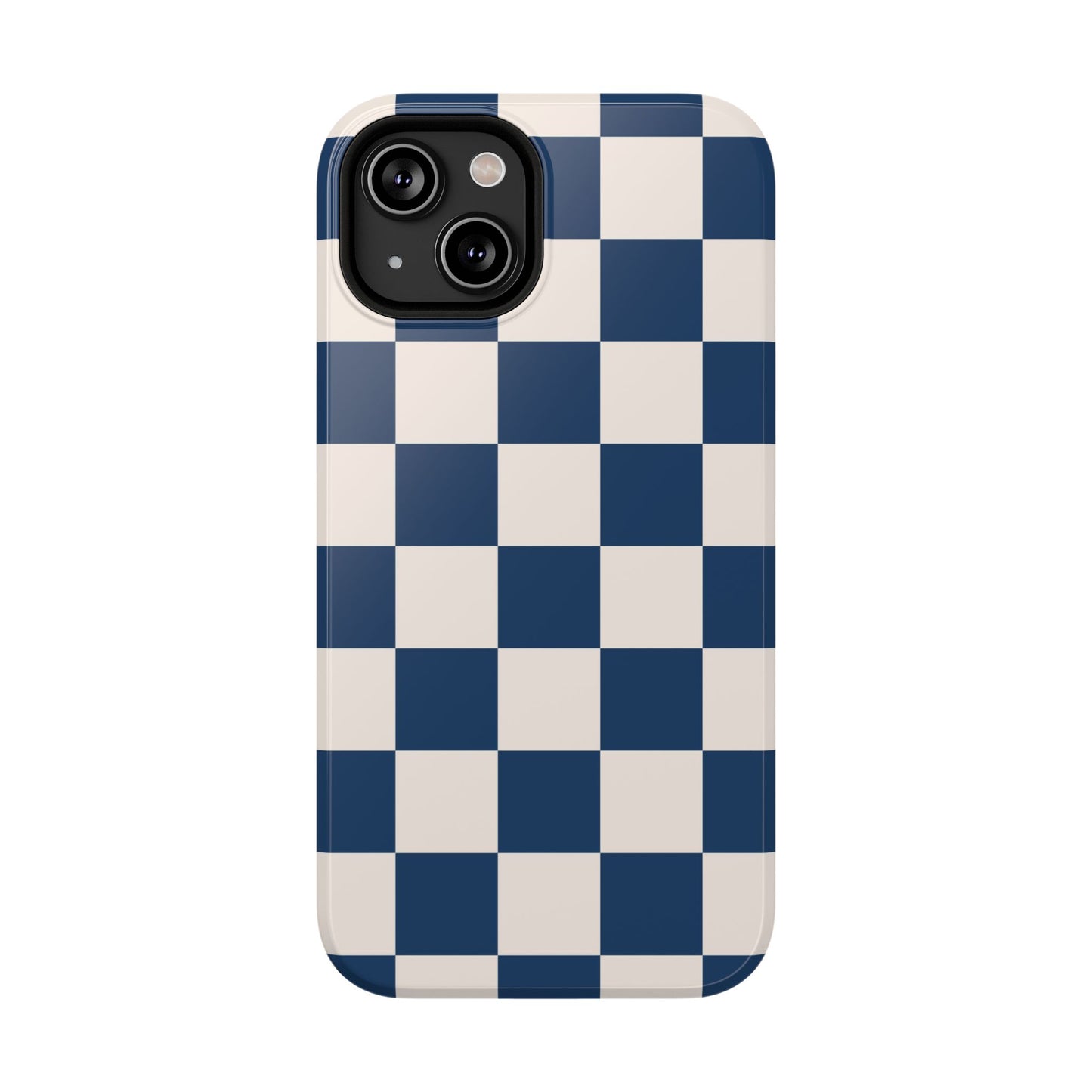 Navy & Beige Checkered iPhone Case