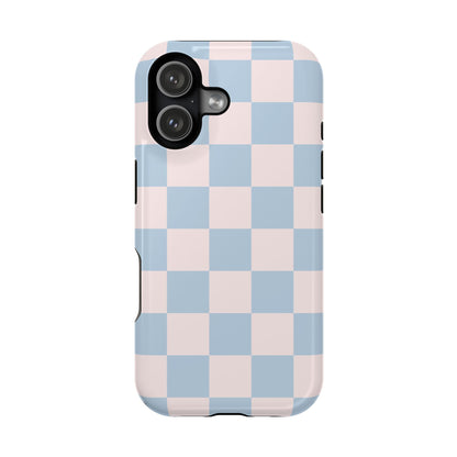 Light Pink & Blue Checkered iPhone Case