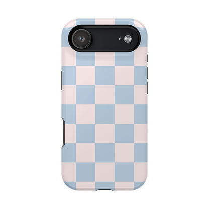 Light Pink & Blue Checkered iPhone Case