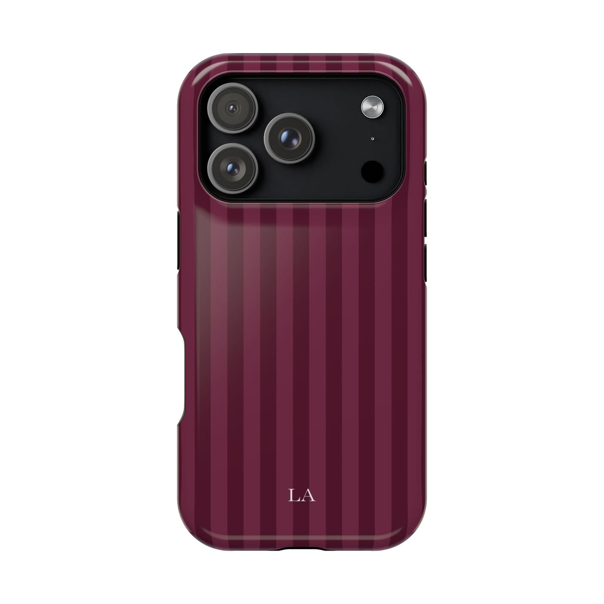 Custom Initials Plum Stripes iPhone Case