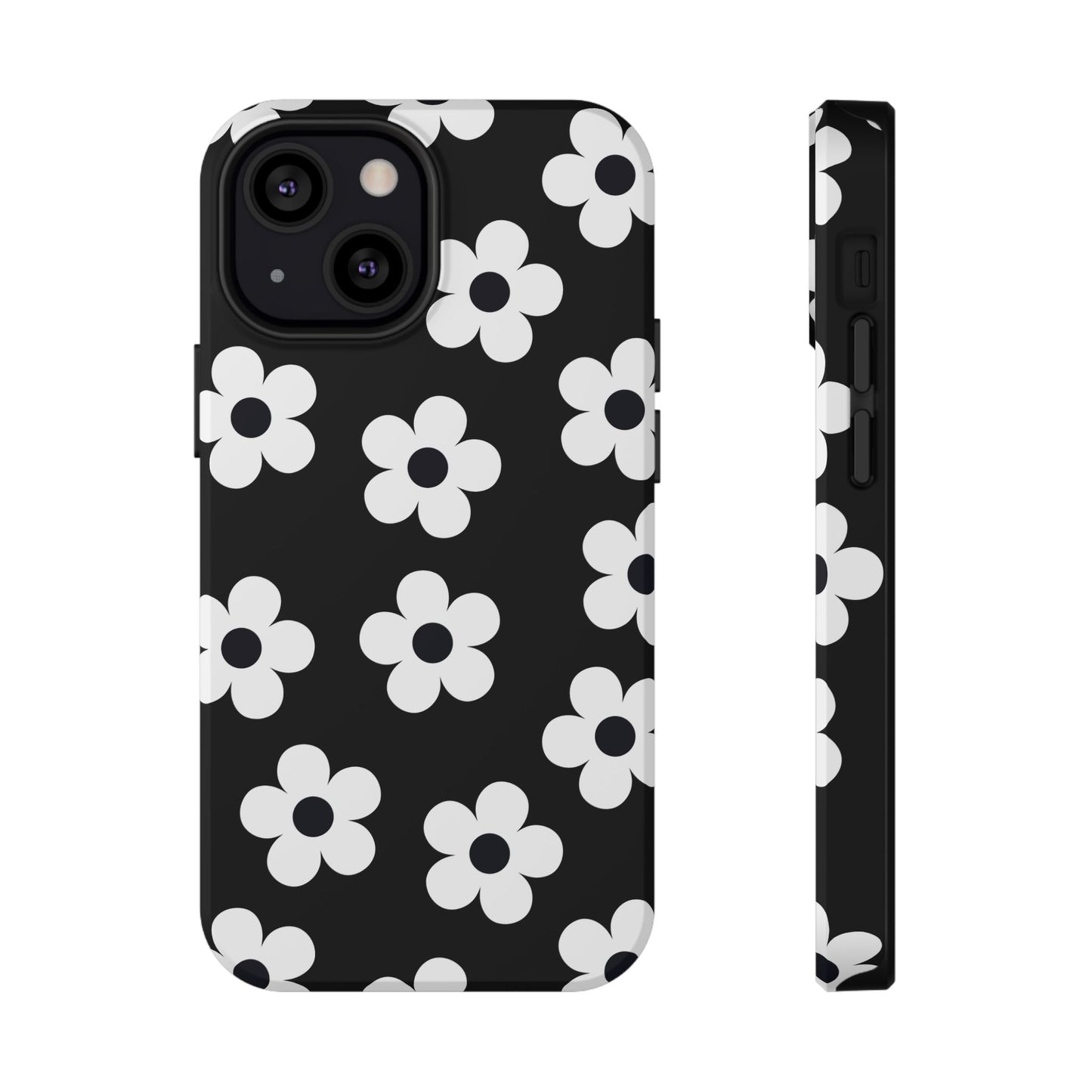 Black Retro Flowers iPhone Case