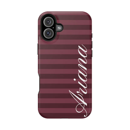 Custom Burgundy Classic Striped iPhone Case