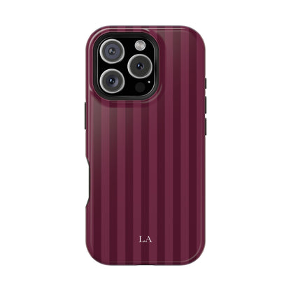 Custom Initials Plum Stripes iPhone Case