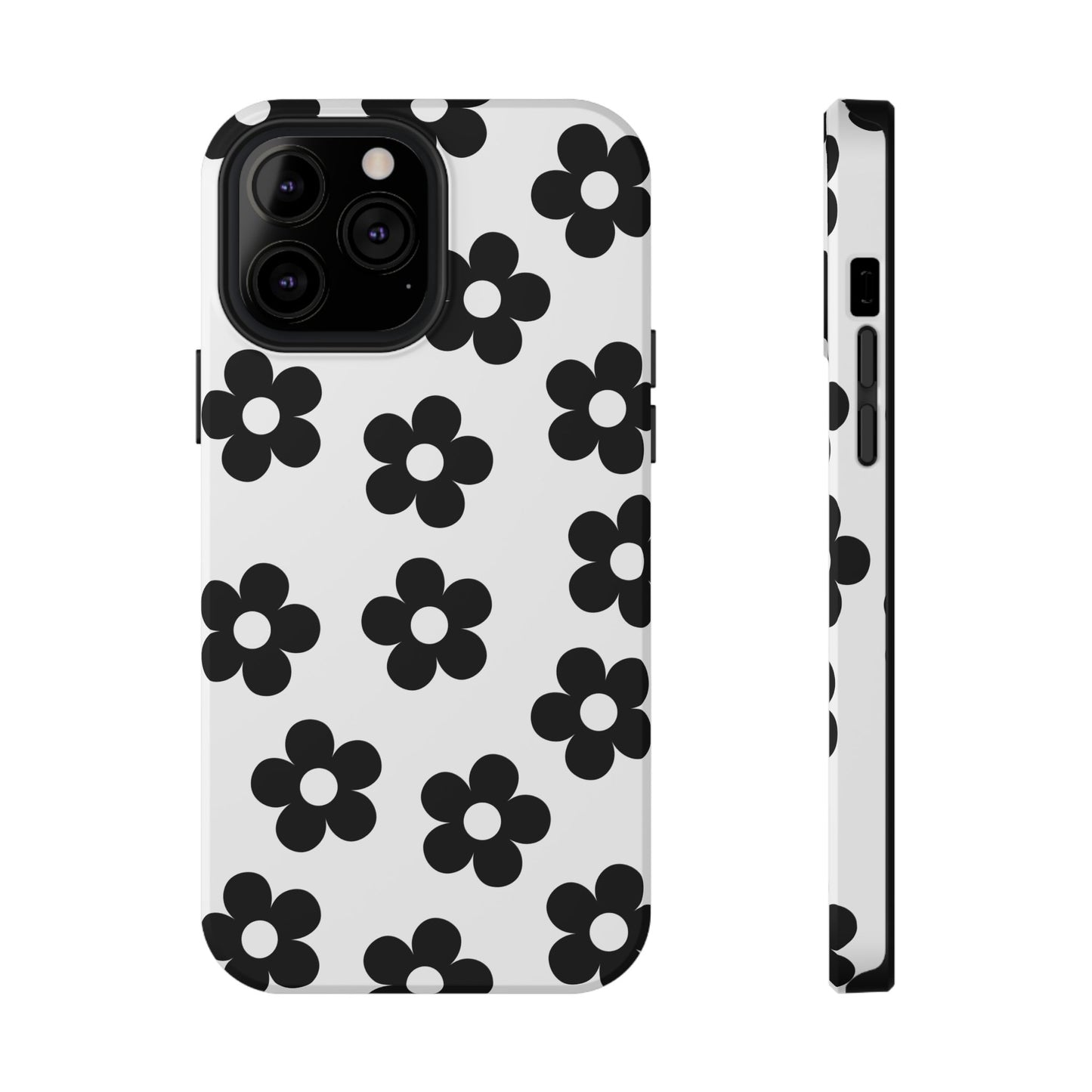 White Retro Flowers iPhone Case