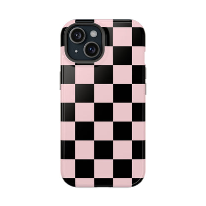 Pink & Black Checkered iPhone Case