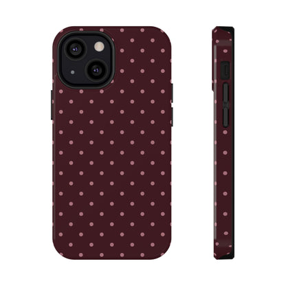 Burgundy & Pink Mini Dots iPhone Case