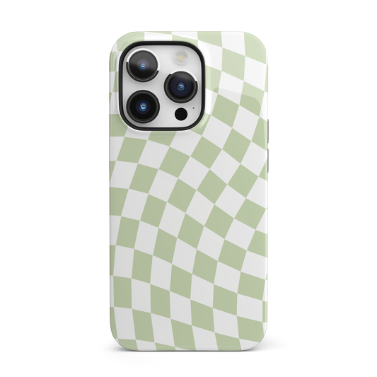 Light Green Wavy Checkered iPhone Case