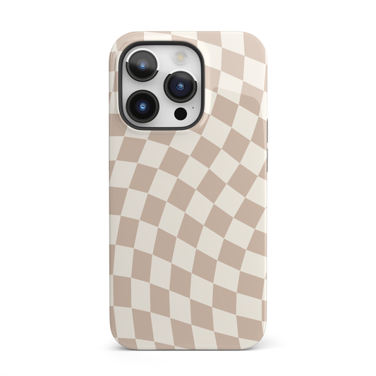 Neutral Wavy Checkered iPhone Case