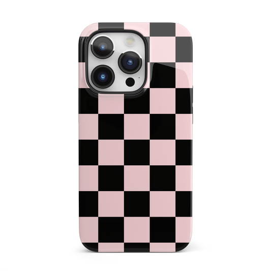 Pink & Black Checkered iPhone Case