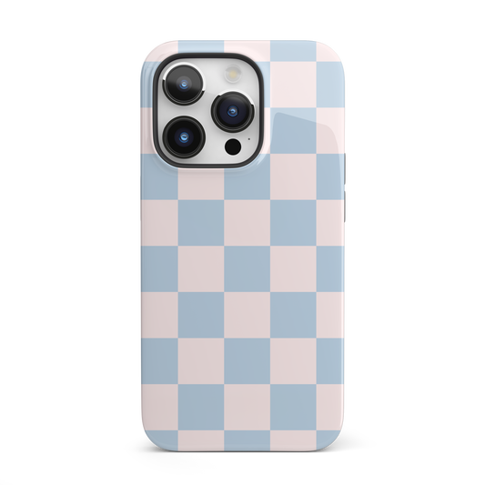 Light Pink & Blue Checkered iPhone Case