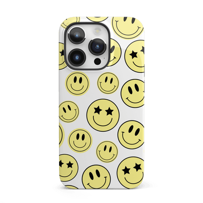 White Smiley Faces iPhone Case