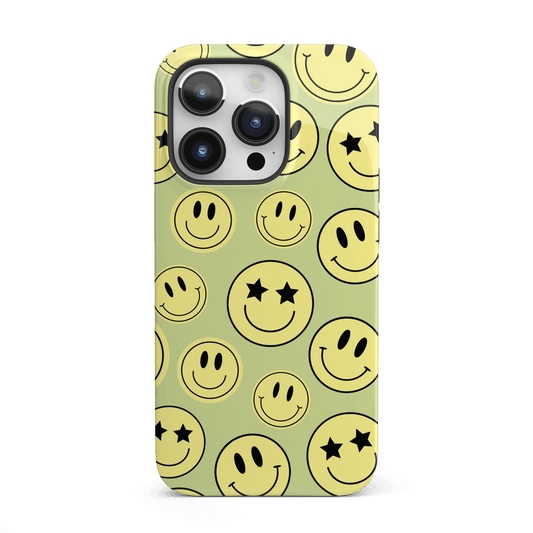 Green Smiley Faces iPhone Case