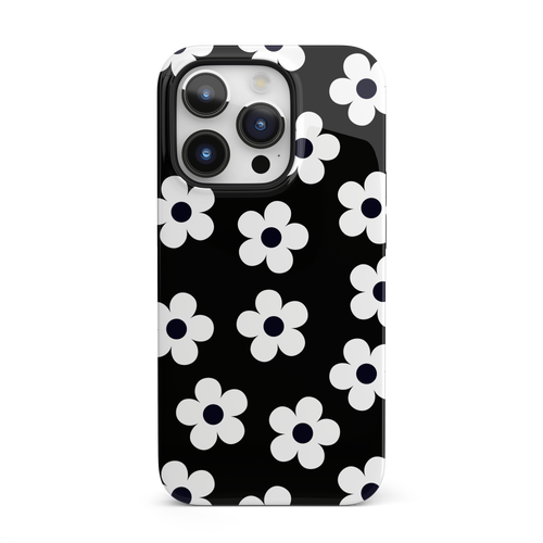 Black Retro Flowers iPhone Case