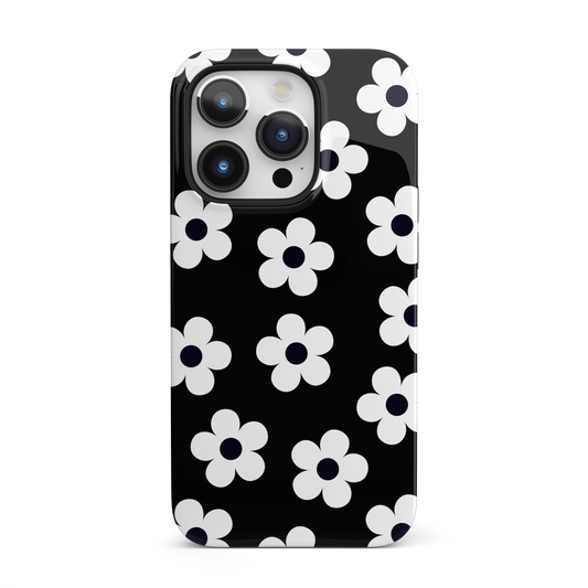 Black Retro Flowers iPhone Case