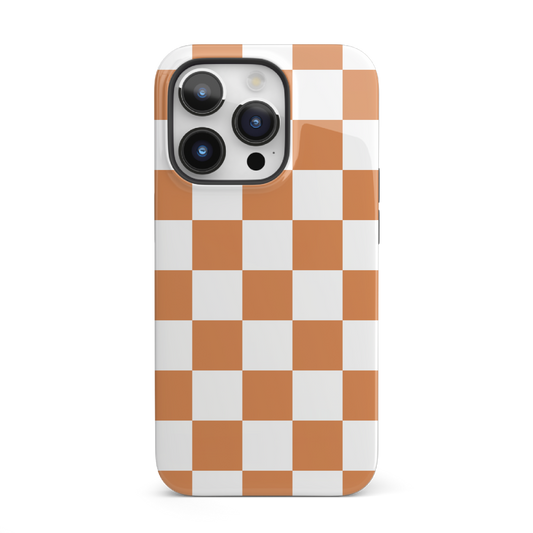 Dark Orange & White Checkered iPhone Case