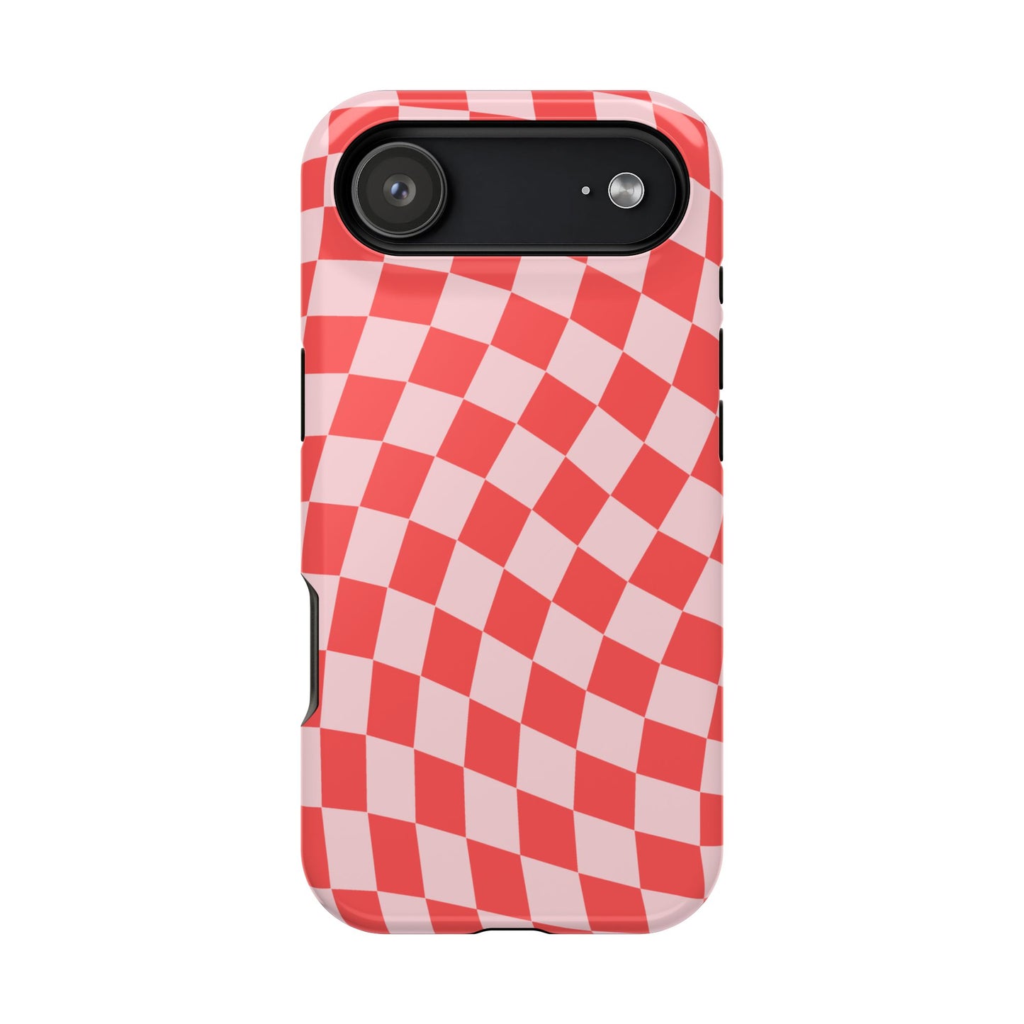 Red & Pink Wavy Checkered iPhone Case