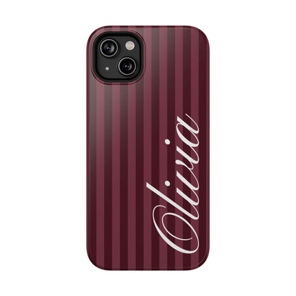 Custom Burgundy Stripes iPhone Case
