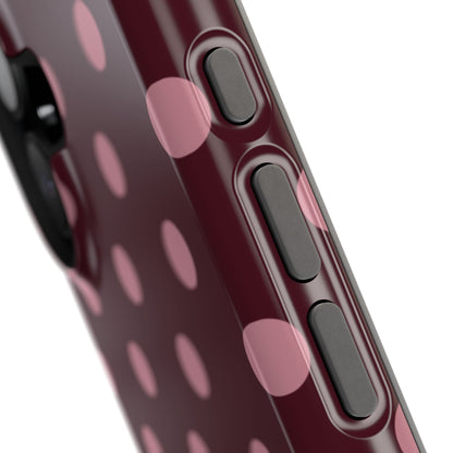 Burgundy & Pink Polka Dots iPhone Case