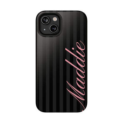 Custom Pink Black Stripes iPhone Case