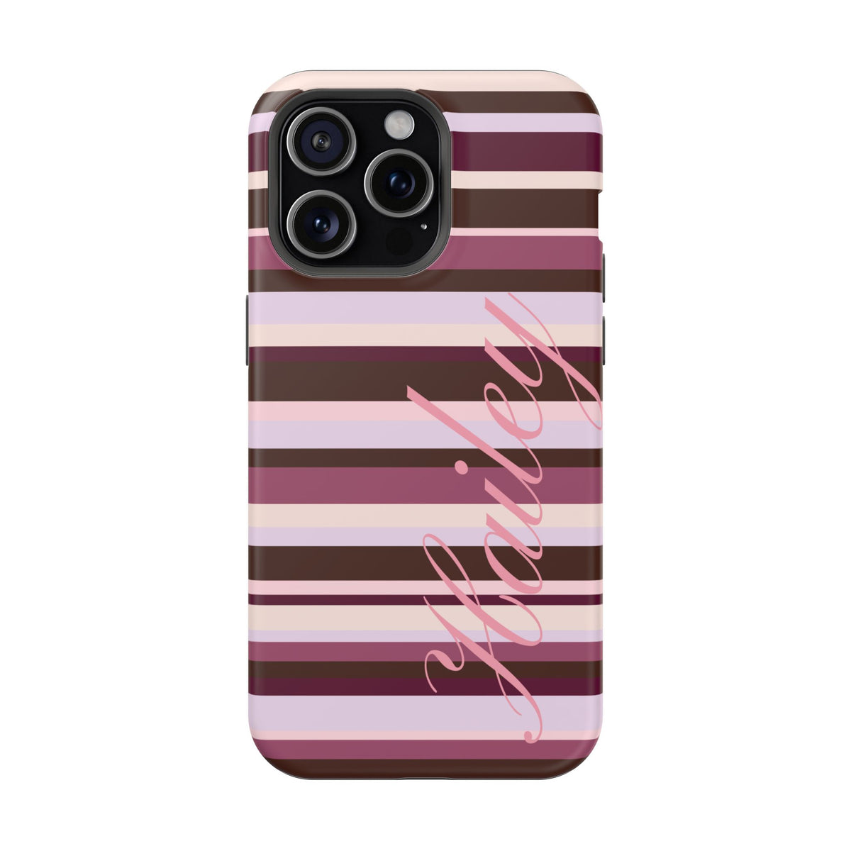 Custom Berry Mocha Stripes iPhone Case