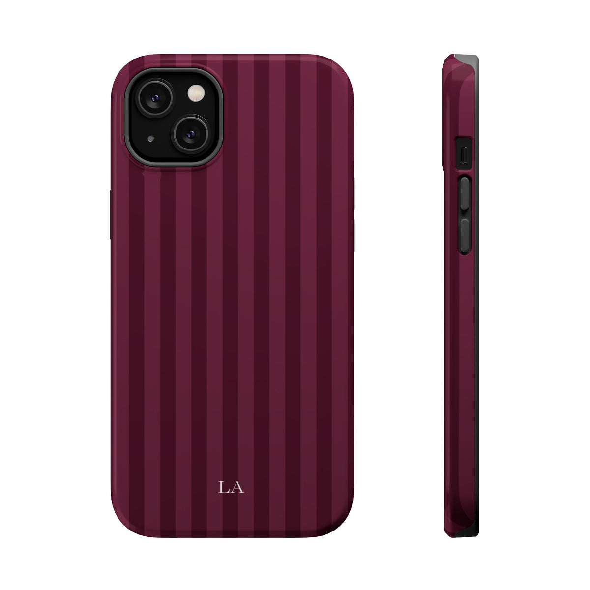 Custom Initials Plum Stripes iPhone Case