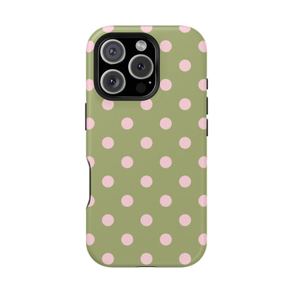 Pink Matcha Polka Dots iPhone Case