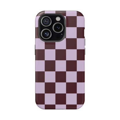 Burgundy & Violet Checkered iPhone Case