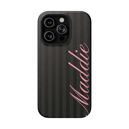 Custom Pink Black Stripes iPhone Case