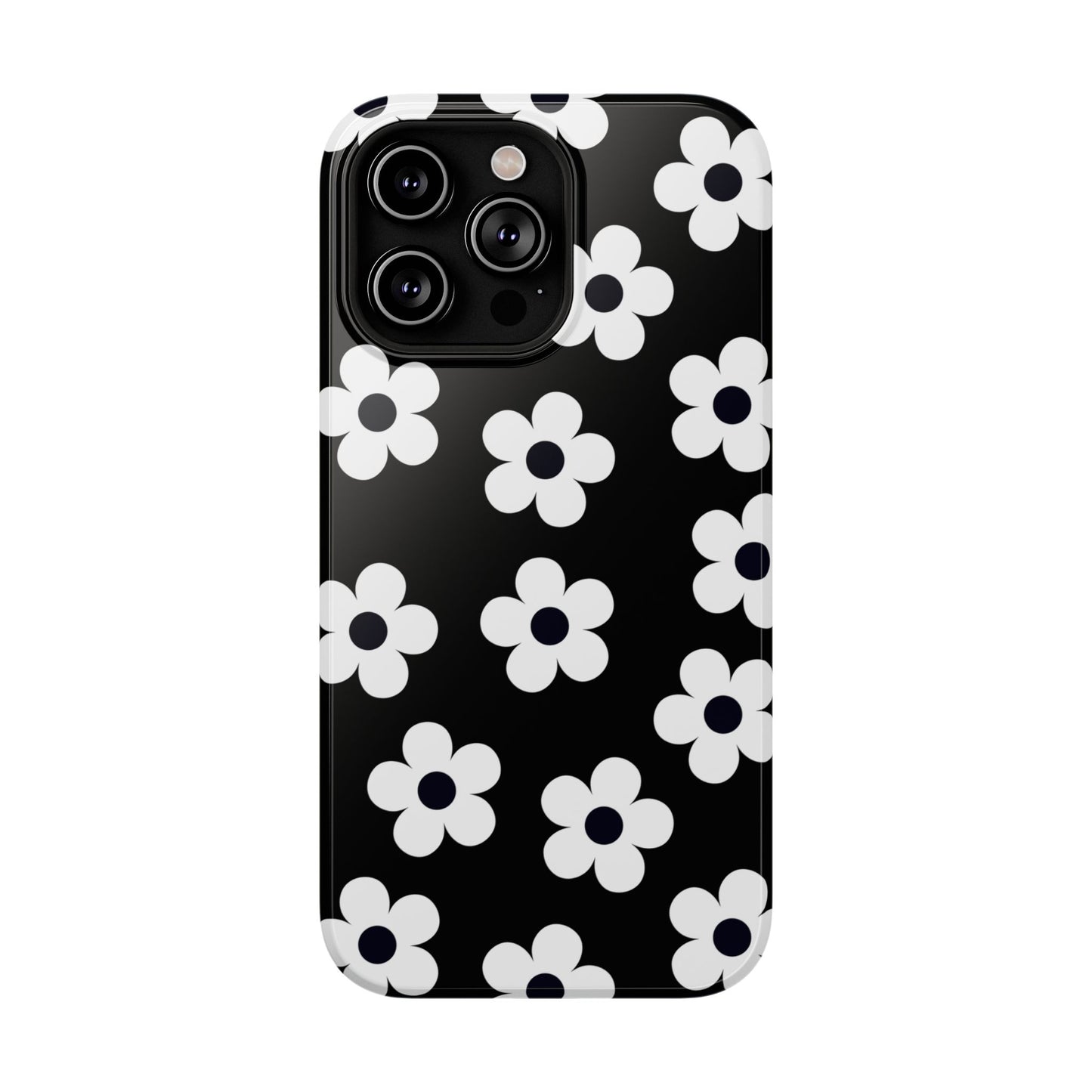 Black Retro Flowers iPhone Case