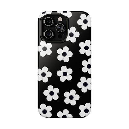 Black Retro Flowers iPhone Case
