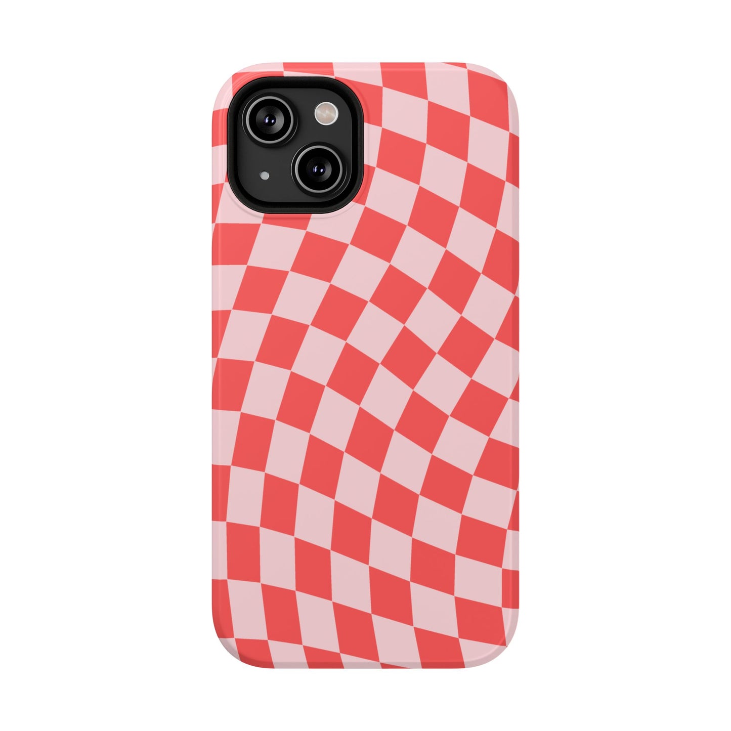 Red & Pink Wavy Checkered iPhone Case