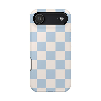 Light Blue & Beige Checkered iPhone Case