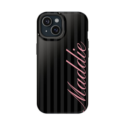 Custom Pink Black Stripes iPhone Case