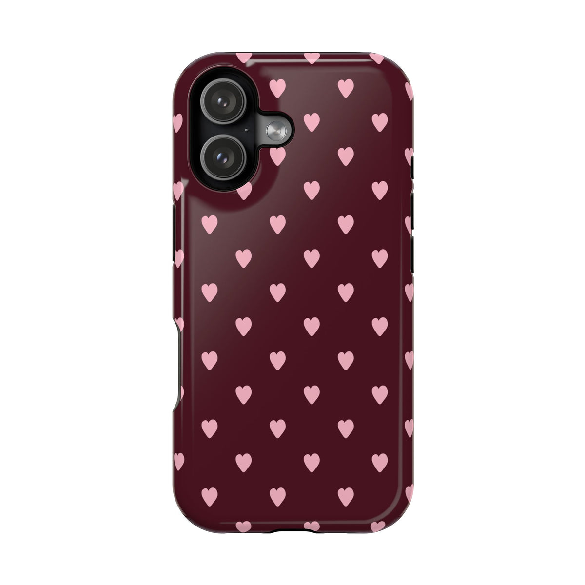 Burgundy & Pink Little Hearts iPhone Case
