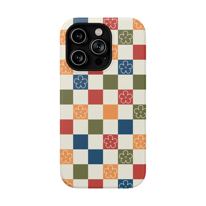 Vintage Flowers Checkered iPhone Case