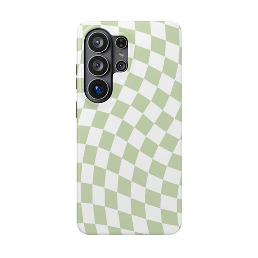 Light Green Wavy Checkered Samsung Case