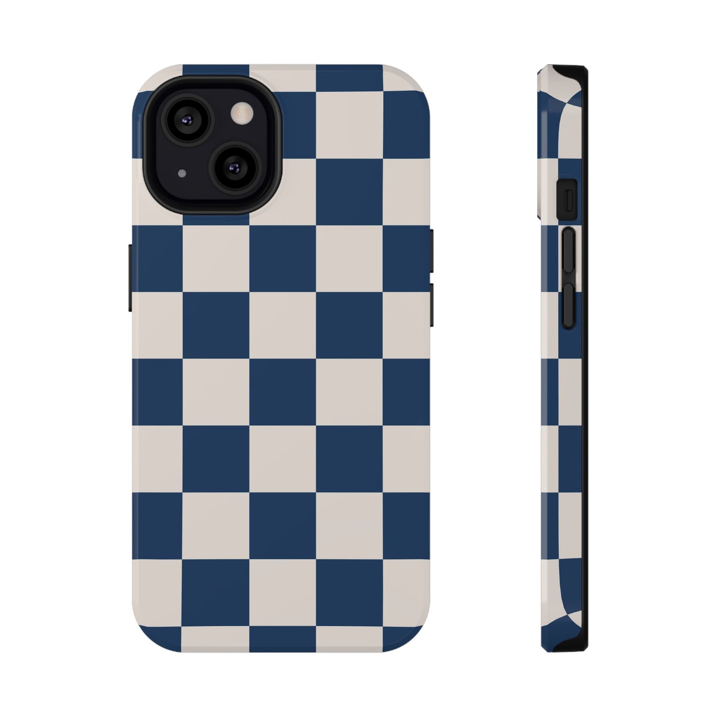 Navy & Beige Checkered iPhone Case
