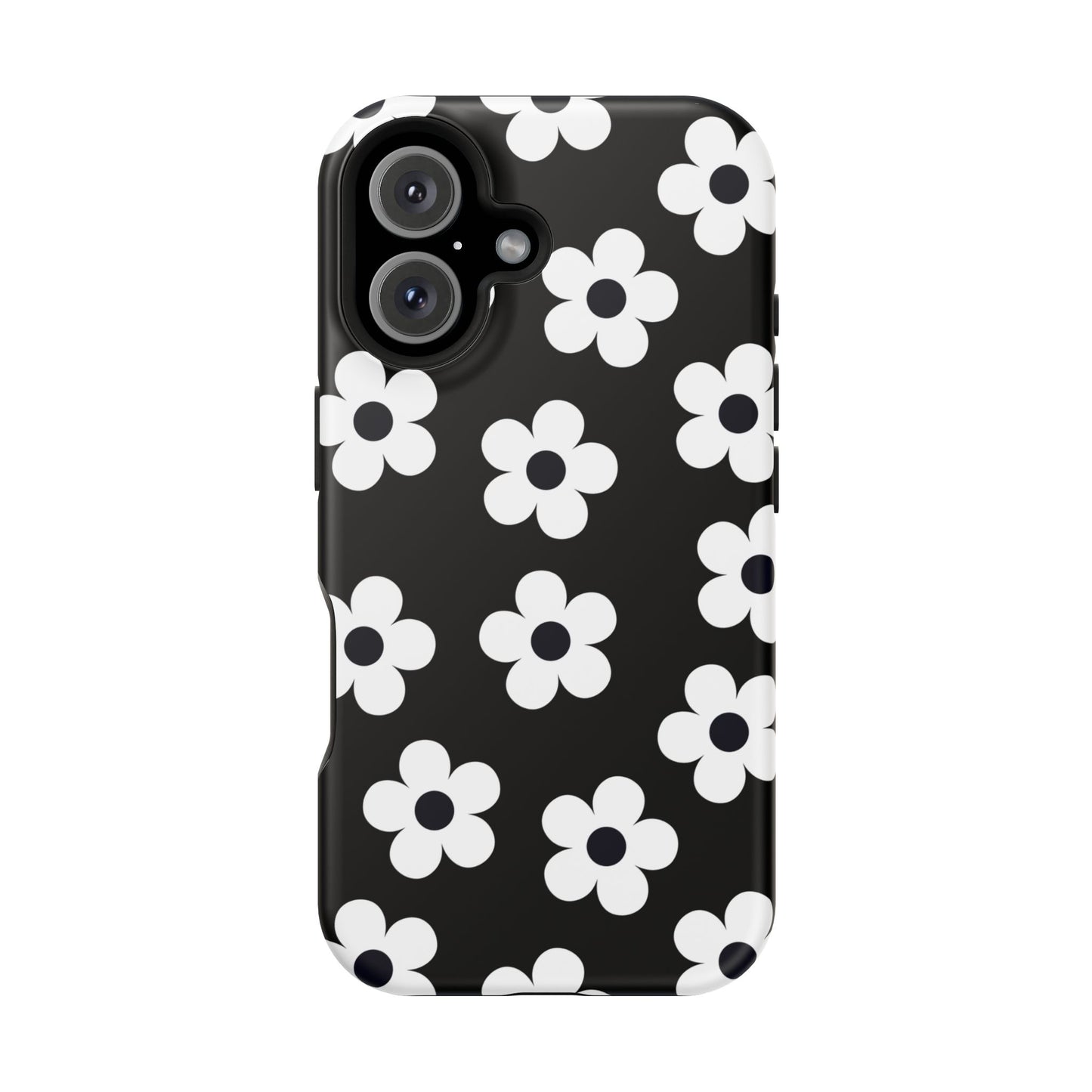 Black Retro Flowers iPhone Case