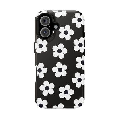 Black Retro Flowers iPhone Case