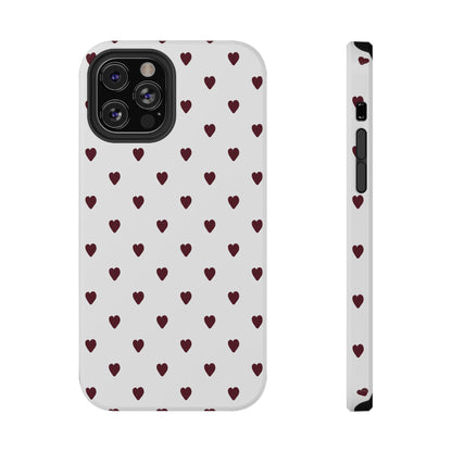 Burgundy Little Hearts iPhone Case