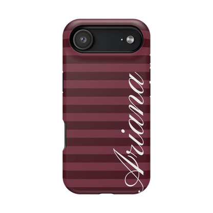 Custom Burgundy Classic Striped iPhone Case