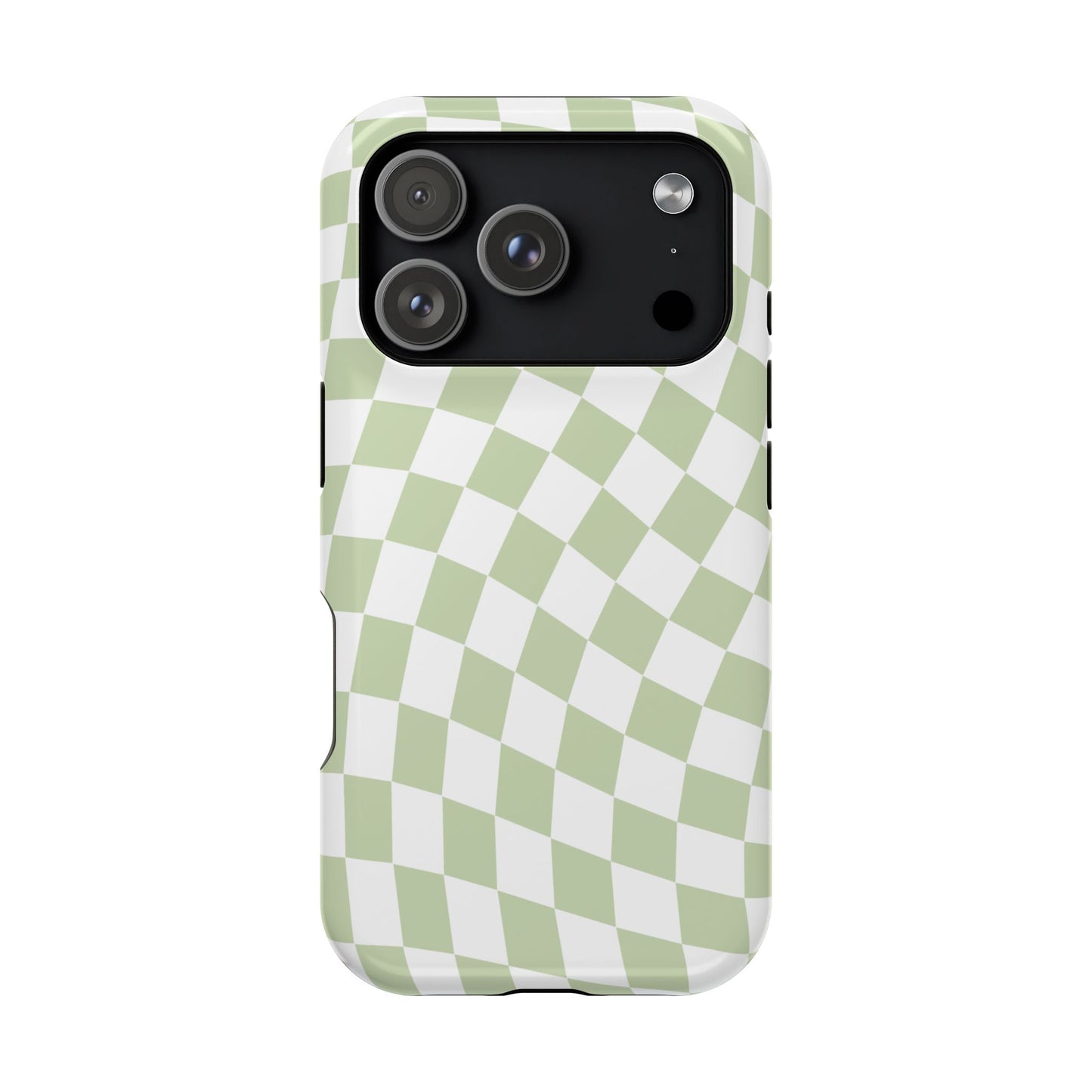 Light Green Wavy Checkered iPhone Case