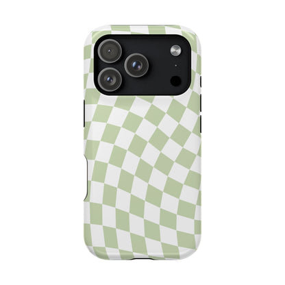 Light Green Wavy Checkered iPhone Case