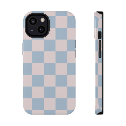 Light Pink & Blue Checkered iPhone Case