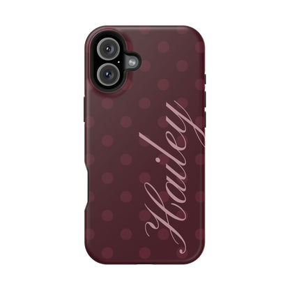 Custom Burgundy Polka Dots iPhone Case