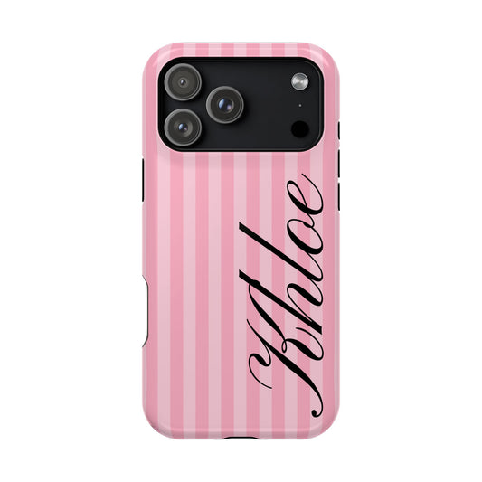 Personalized Bubblegum Stripes iPhone Case