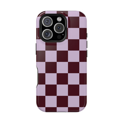 Burgundy & Violet Checkered iPhone Case